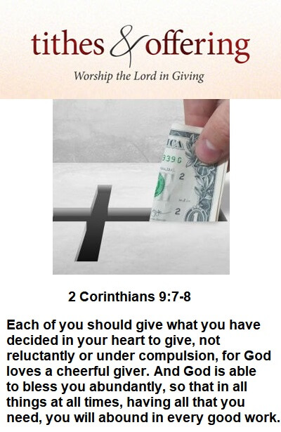 tithes and offering to Christ Unite Ministry
